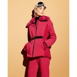 fusalp clea bltd zip ski jacket with faux fur pink US8
